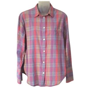 J.Crew Cotton Modal Plaid Button Down Shirt in Pink and Purple Size 6
